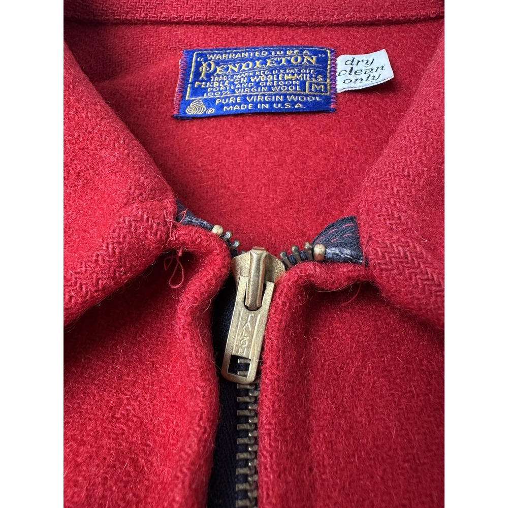 Mens Wool Pendleton Red Zip Front Jacket 1960s Made in USA, Size M - Picture 6 of 12